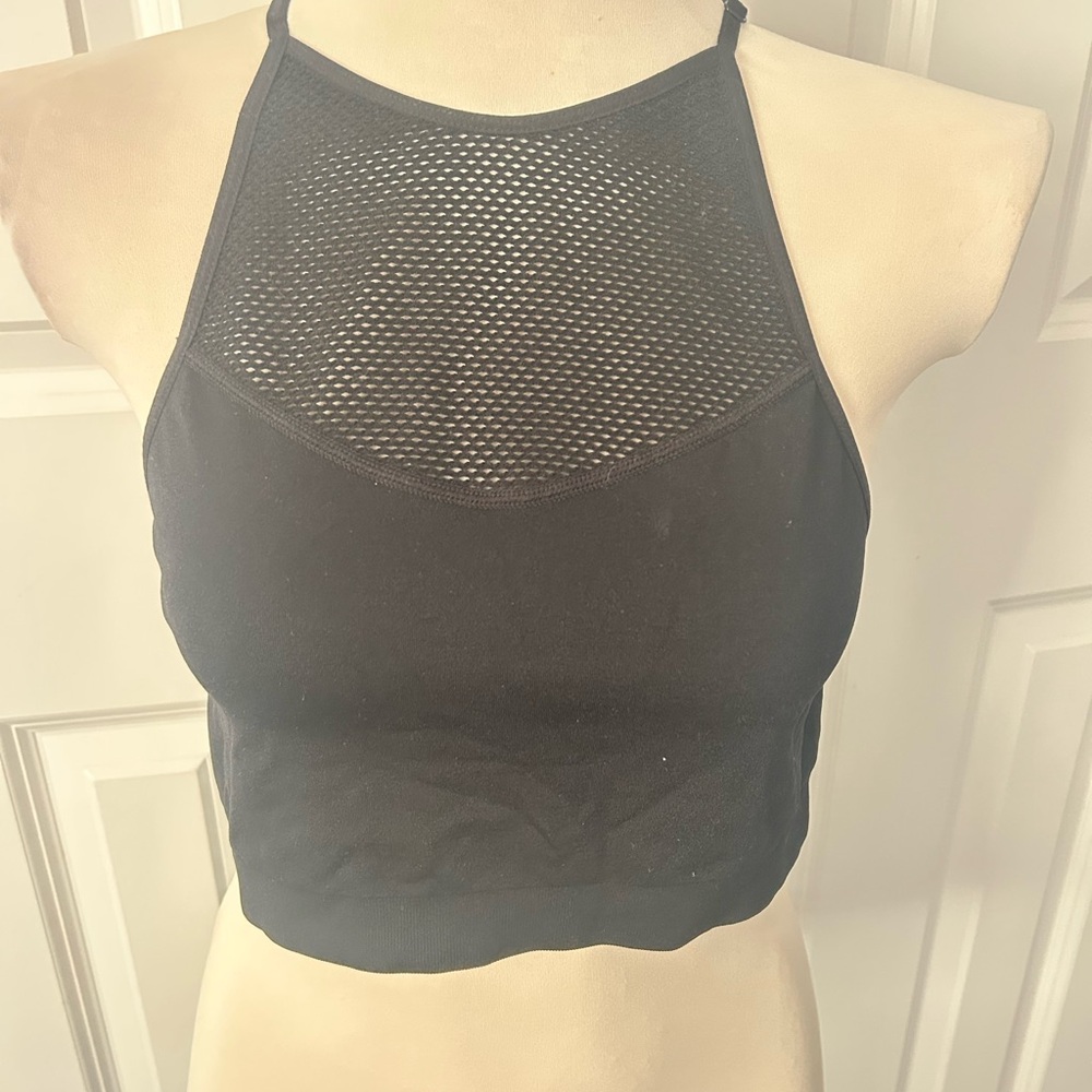Black Mesh Halter Bralette xhileration large new